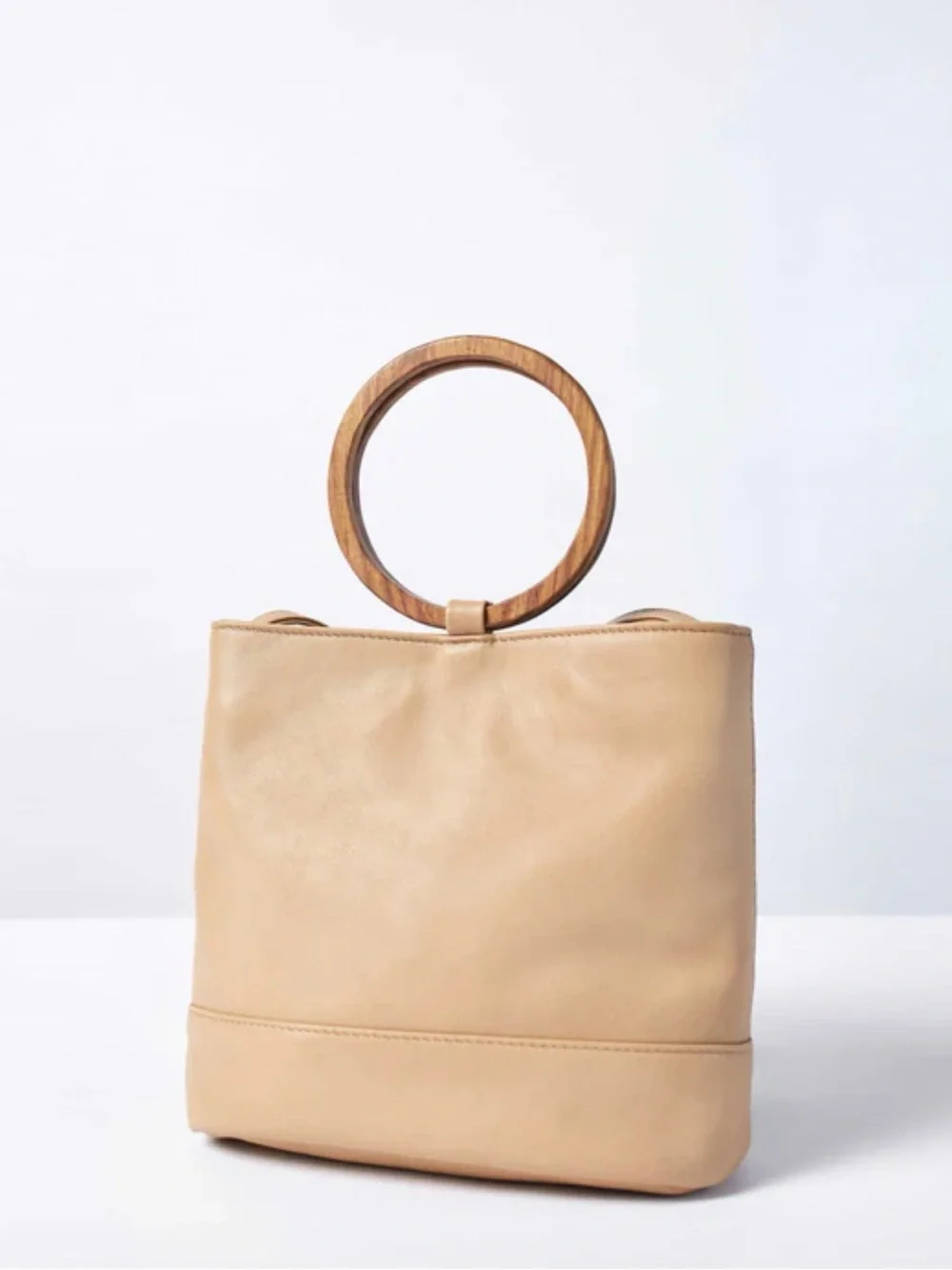 Anthropologie Payton James Wood Bucket Tote - Picture 1 of 6